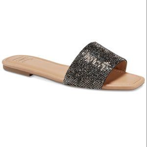 INC Nataliah Sparkle Rhinestones Flat Sandals_6M